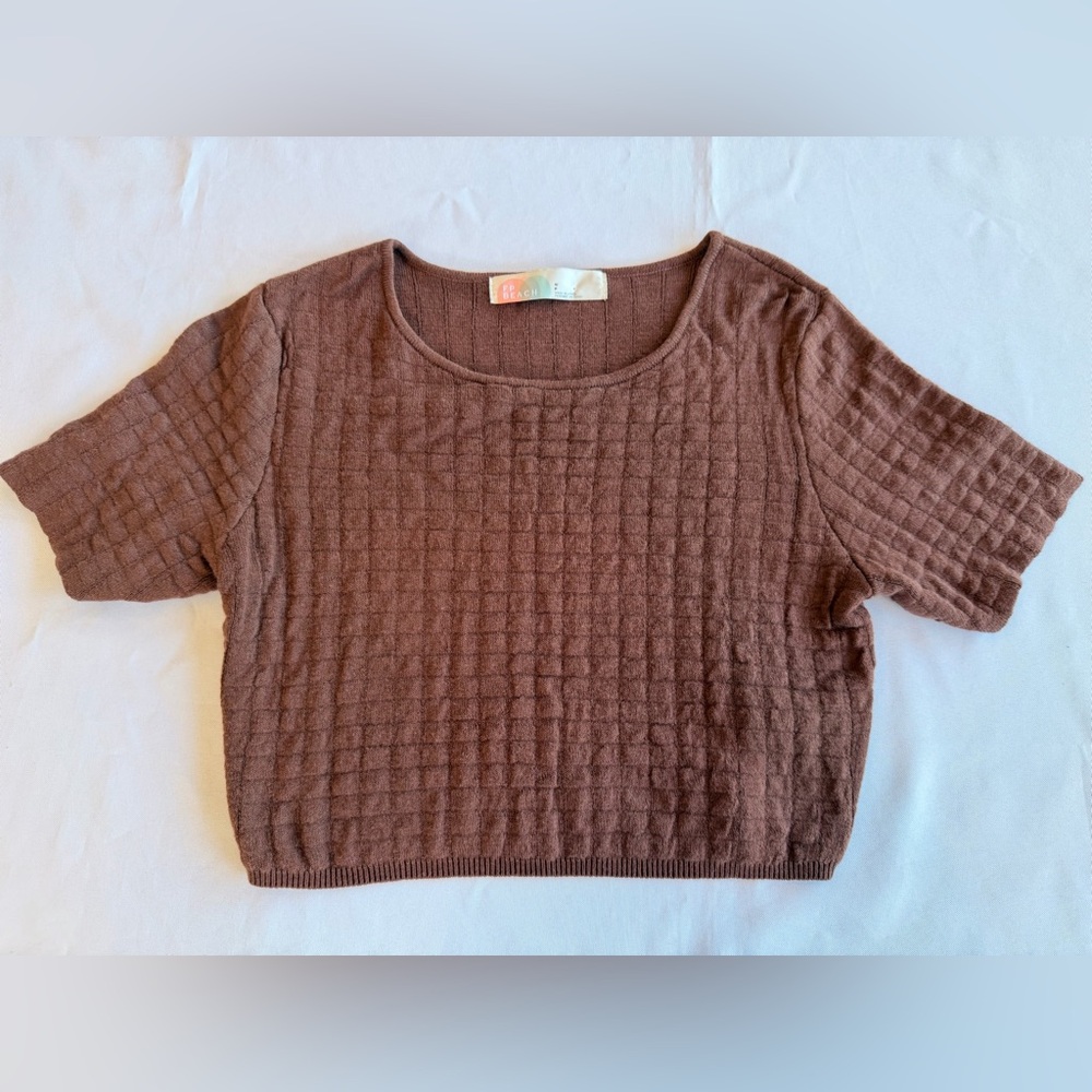FP Free People Beach Brown Textured Women's Crop Top Size S/P